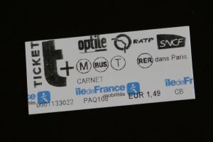 RER Zone 1 ticket prior to electronic upgrade.